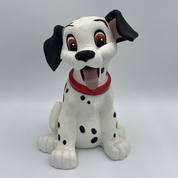 Vintage Applause Disney  101 Dalmations Pongo Coin Money Piggy Bank White Black - Picture 1 of 8